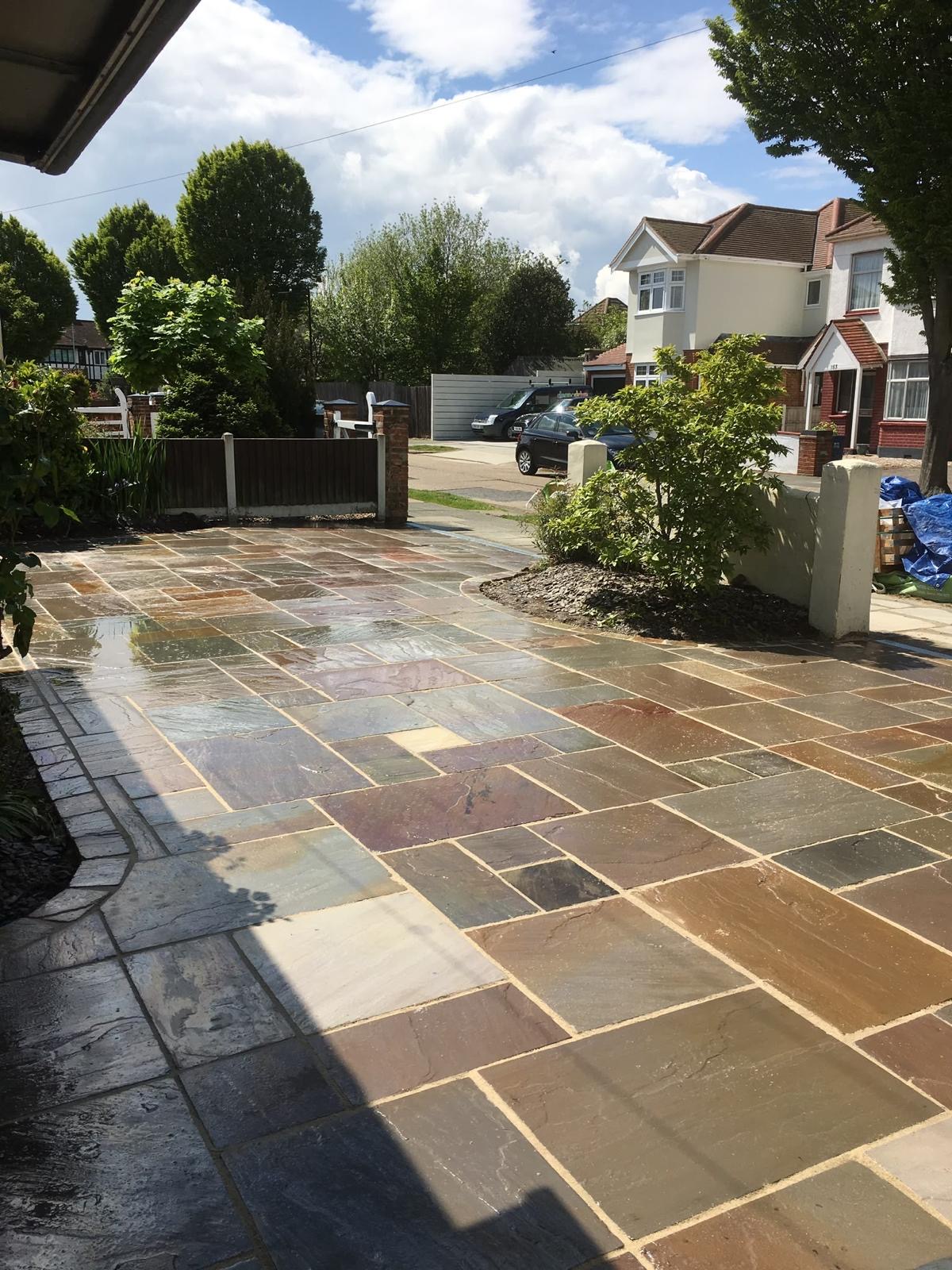 Finished Indian sandstone patio and driveway